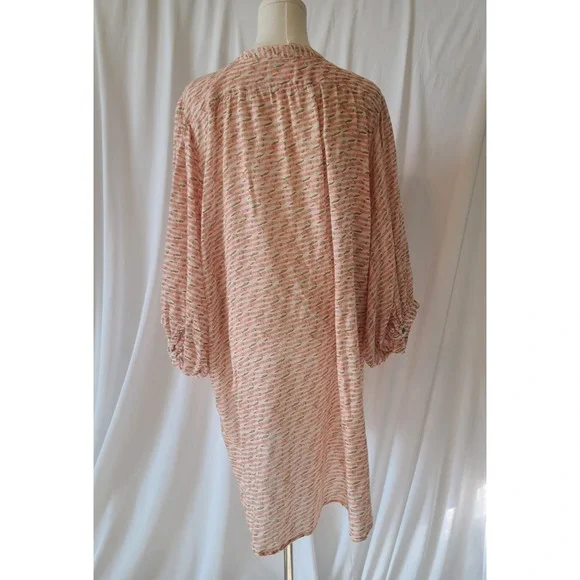 Anthropologie Maeve Womens Orange Multi Lena Yarn Dyed Oversized Tunic Top Large - Picture 9 of 11